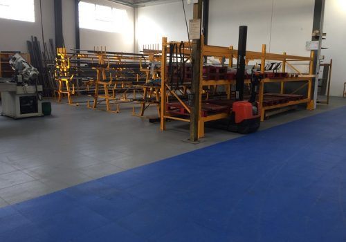 factory with blue and grey Flexi-Tile floor tiles