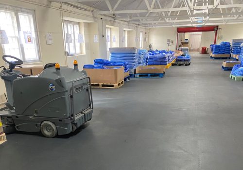 Warehouse interlocking floor tiles in Tayto's warehouse
